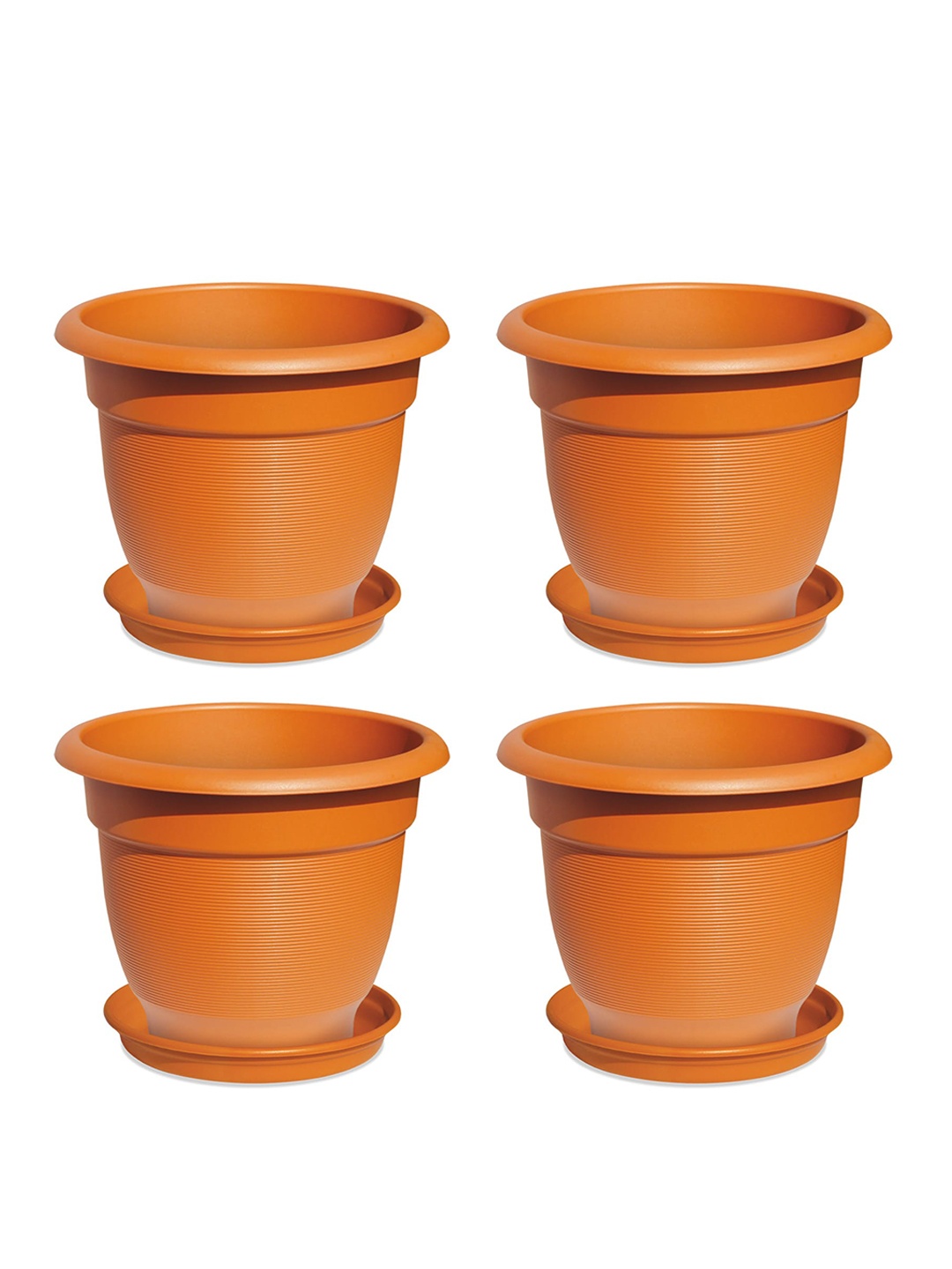 

Milton Blossom Mate 4 Plastic Pot with Tray Set of 4 Terracotta Brown