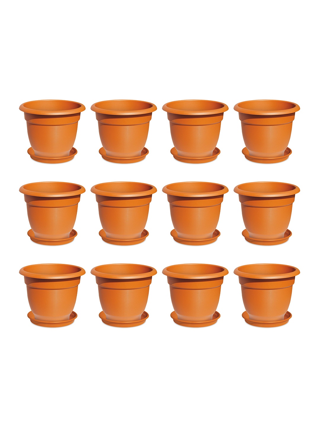 

Milton Blossom Mate 3 Plastic Pot with Tray Set of 12 Terracotta Brown