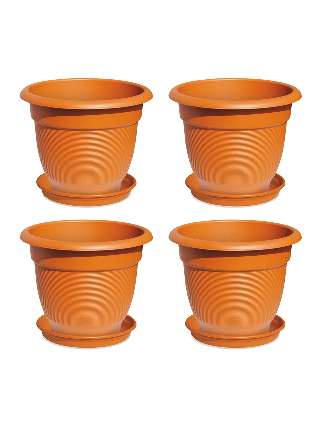 

Milton Blossom Mate 3 Plastic Pot with Tray Set of 4 Terracotta Brown