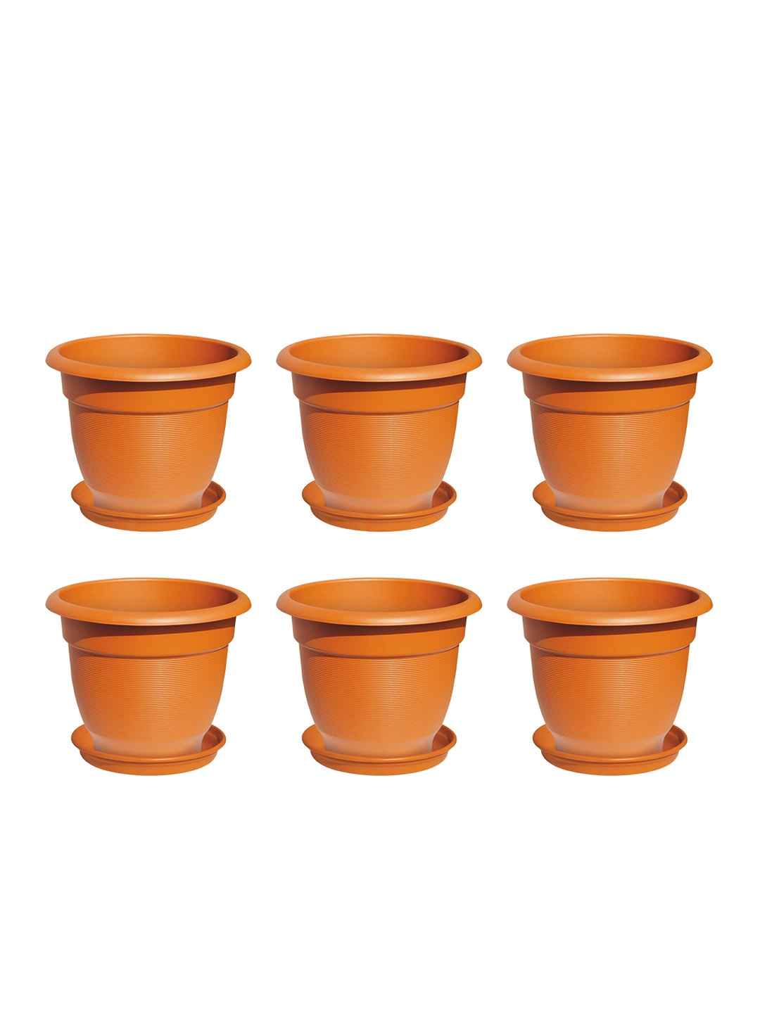 

Milton Blossom Mate 3 Plastic Pot with Tray Set of 6 Terracotta Brown