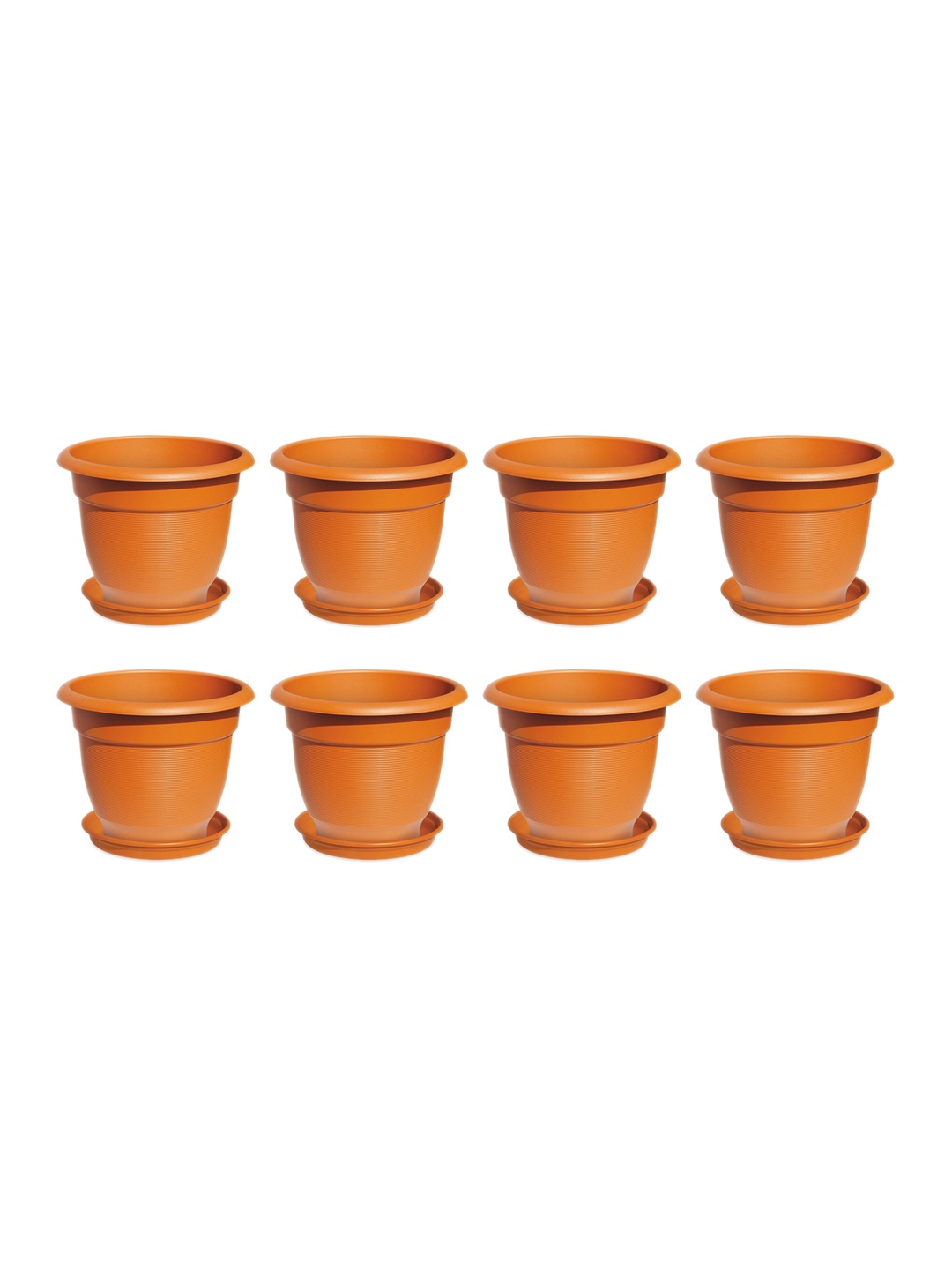 

Milton Blossom Mate 4 Plastic Pot with Tray Set of 8 Terracotta Brown