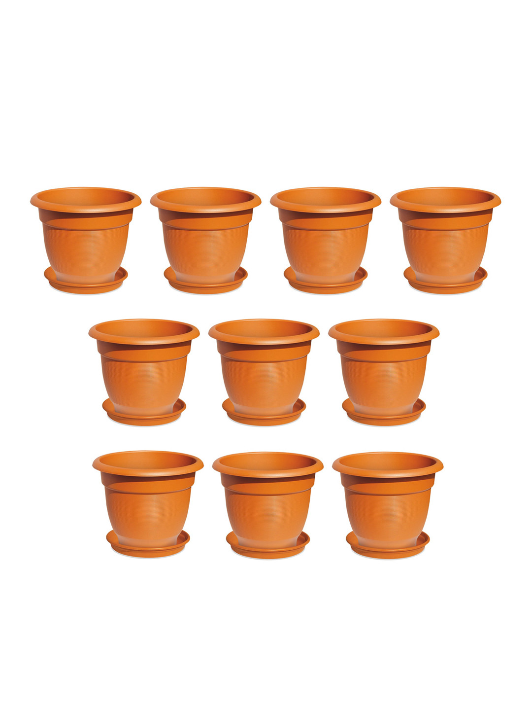 

Milton Blossom Mate 3 Plastic Pot with Tray Set of 10 Terracotta Brown