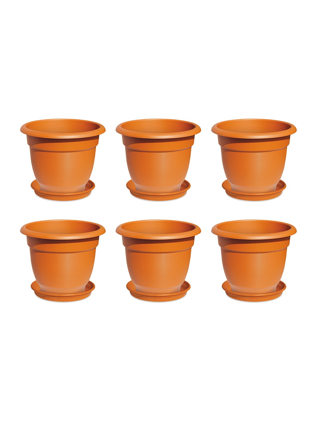 

Blossom Mate 2 Plastic Pot with Tray Set of 6 Terracotta Brown