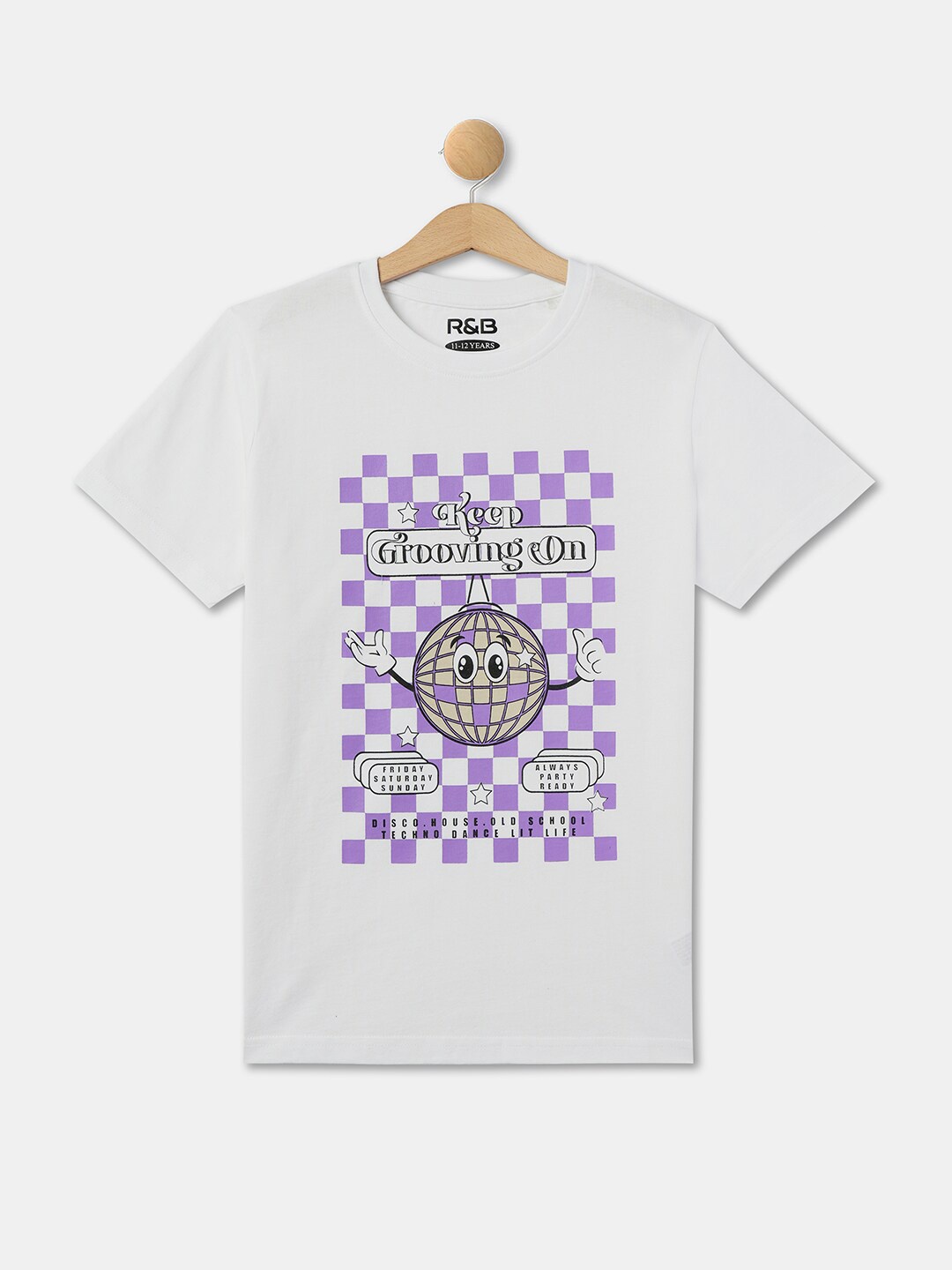 

R&B Boys Graphic Printed Cotton T-shirt, White