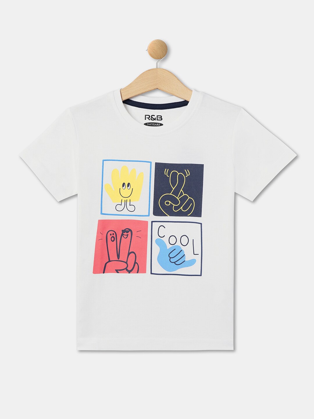 

R&B Boys Graphic Printed Cotton T-shirt, White