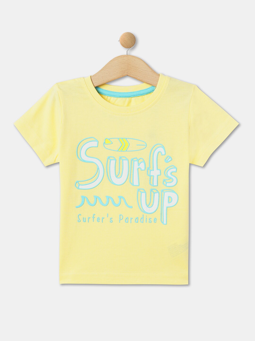 

R&B Boys Typography Printed Cotton T-shirt, Yellow