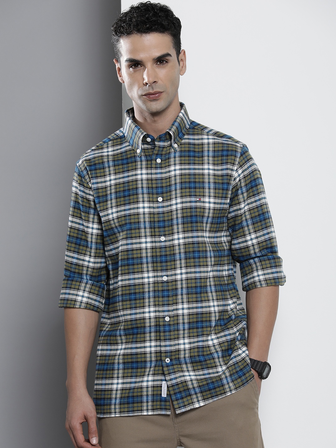 

Tommy Hilfiger Tartan Checked Pure Cotton Flannel Casual Shirt, Green