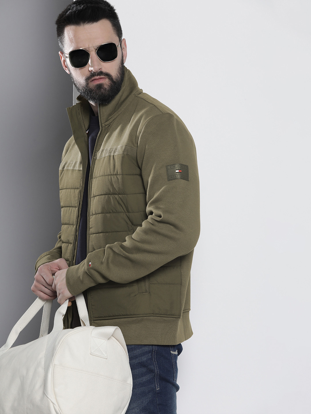 

Tommy Hilfiger Solid Mock-Collar Bomber Jacket, Olive
