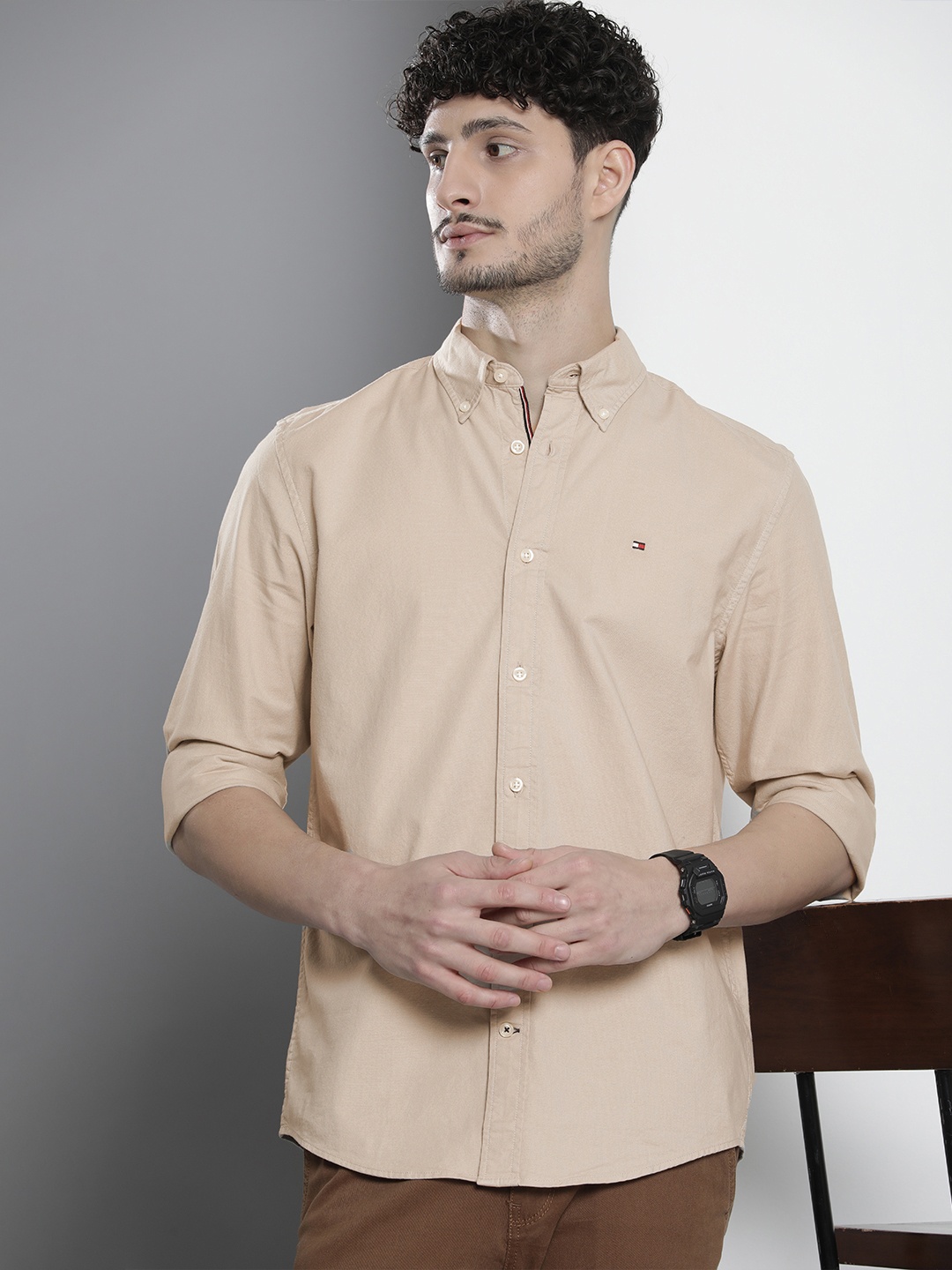 

Tommy Hilfiger Button-Down Collar Casual Shirt, Beige