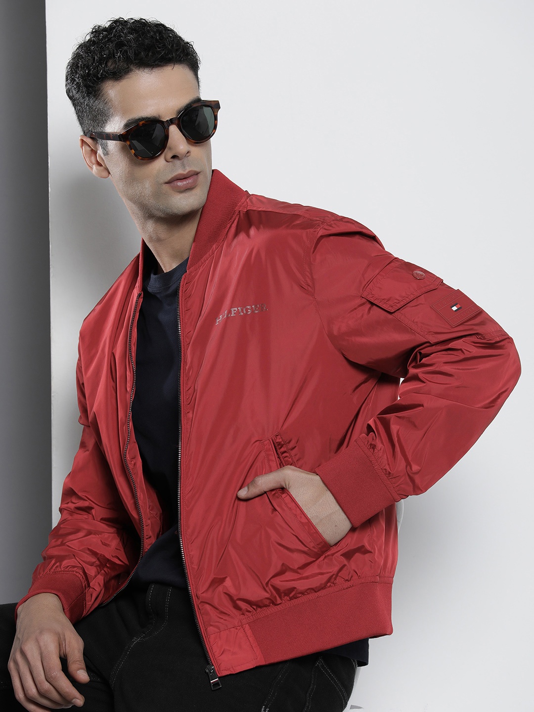 

Tommy Hilfiger Solid Long Sleeves Bomber Jacket, Red