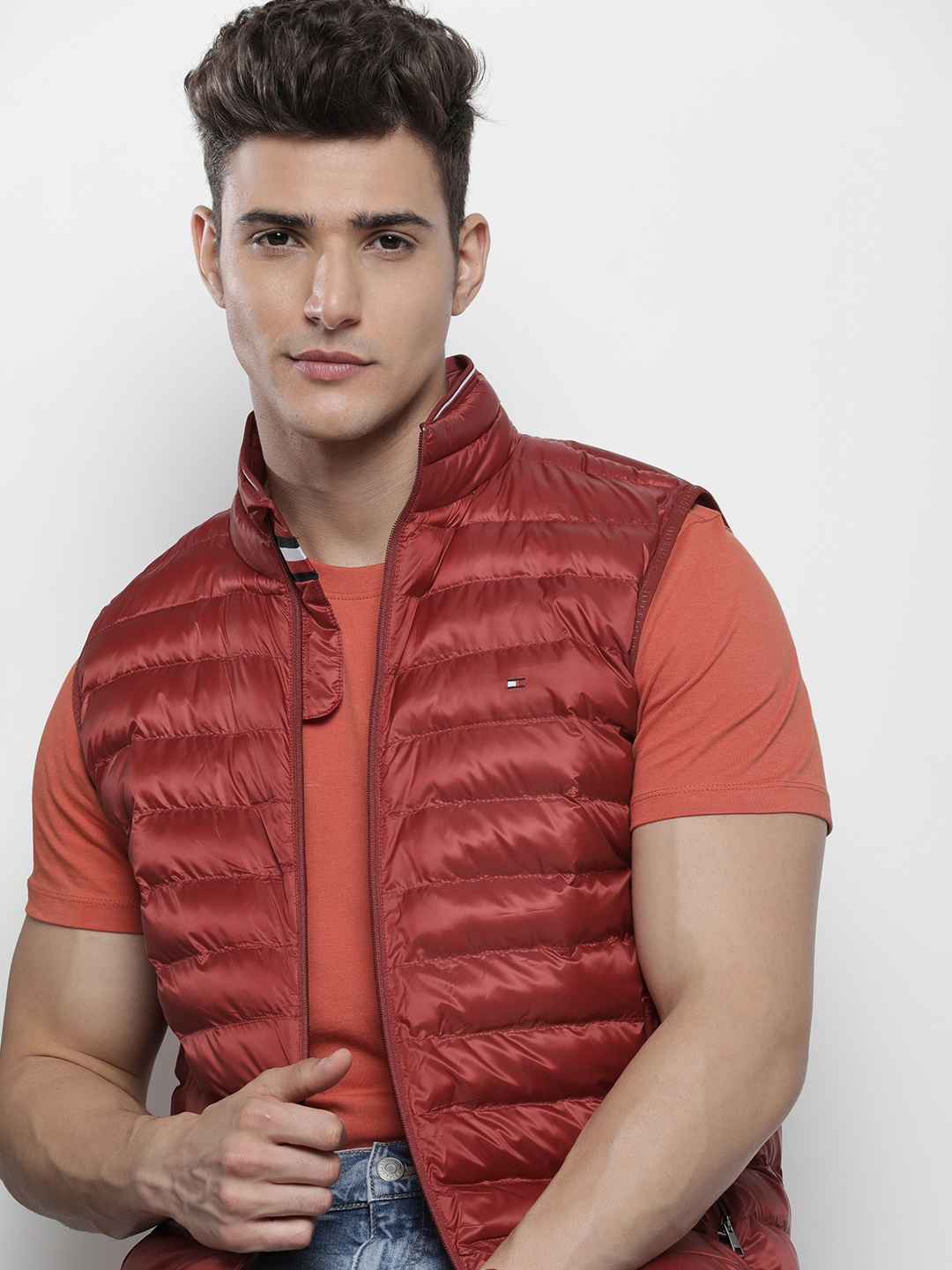 

Tommy Hilfiger Solid Sleeveless Puffer Jacket, Maroon