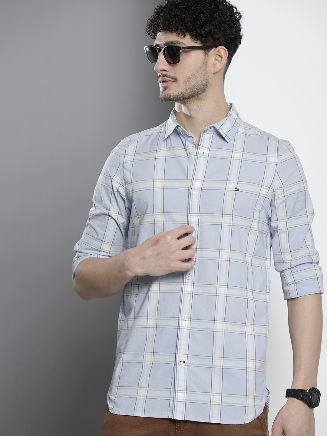 

Tommy Hilfiger Slim Fit Checked Casual Shirt, Blue