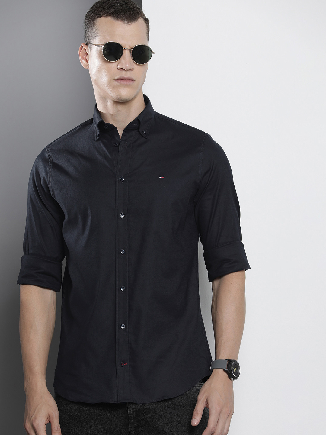 

Tommy Hilfiger Sustainable THFLEX Regular Fit Casual Shirt, Navy blue