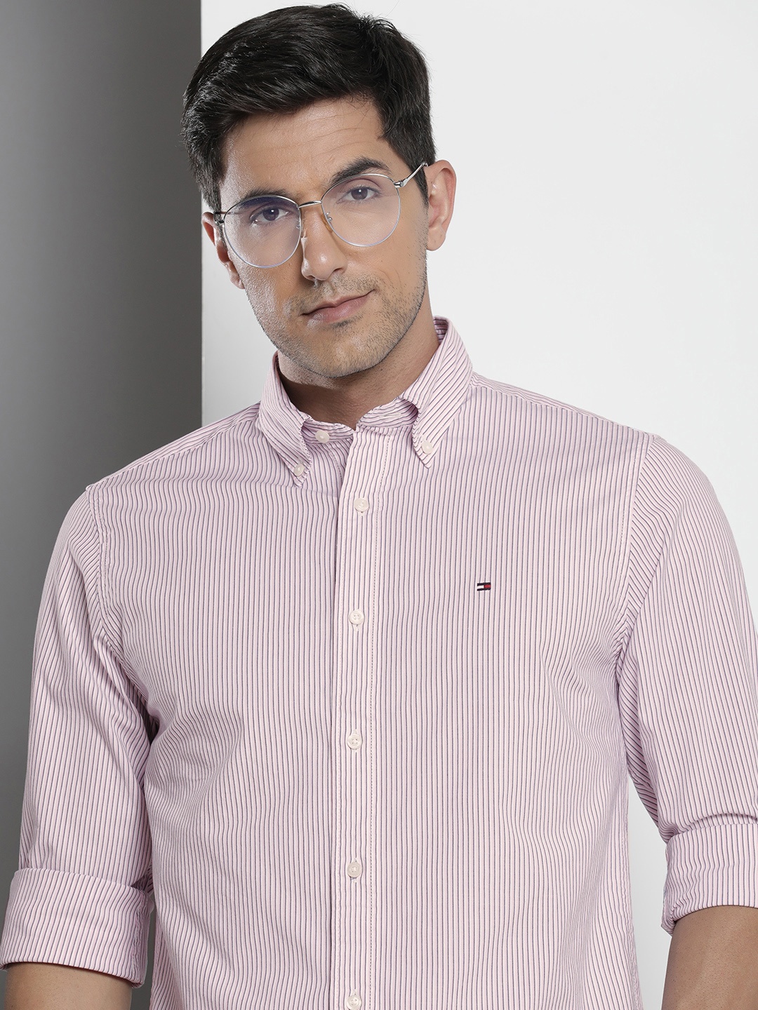 

Tommy Hilfiger Striped Regular Fit Casual Shirt, Pink