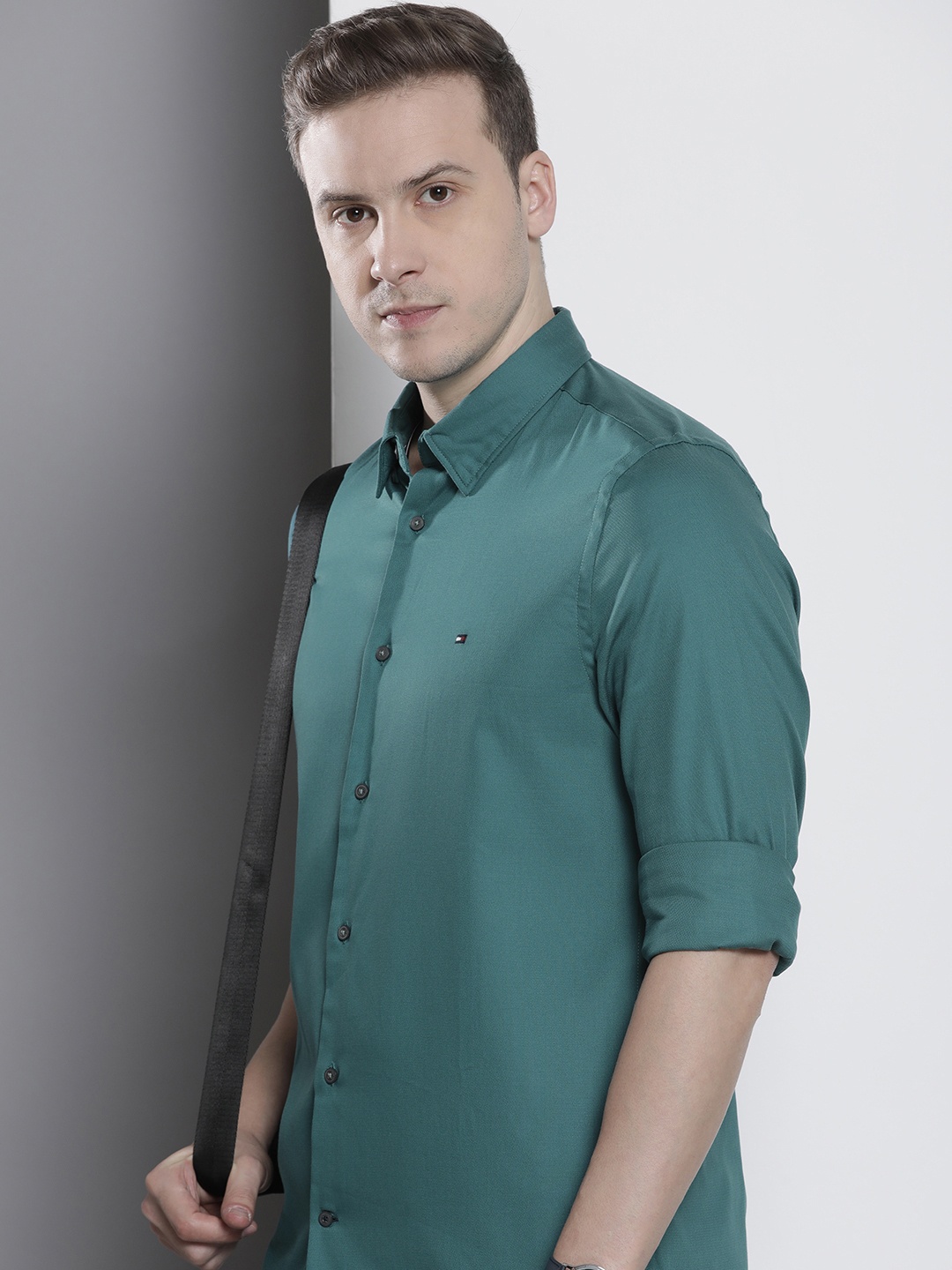 

Tommy Hilfiger Thflex Slim Fit Textured Casual Shirt, Teal
