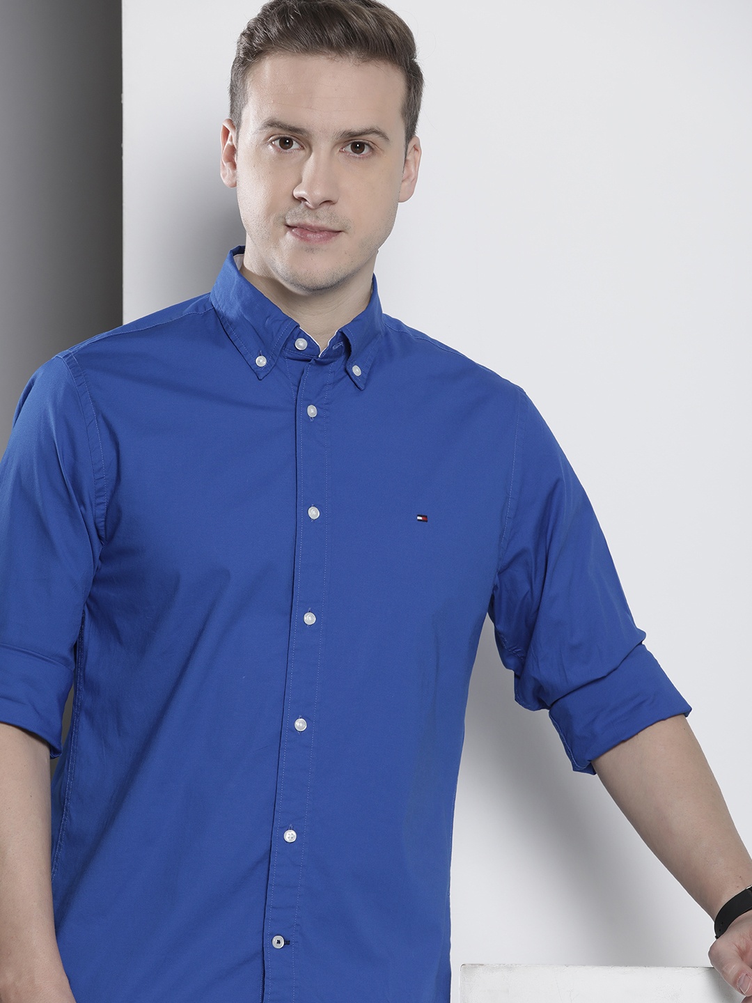 

Tommy Hilfiger Solid Button-Down Collar Casual Shirt, Blue