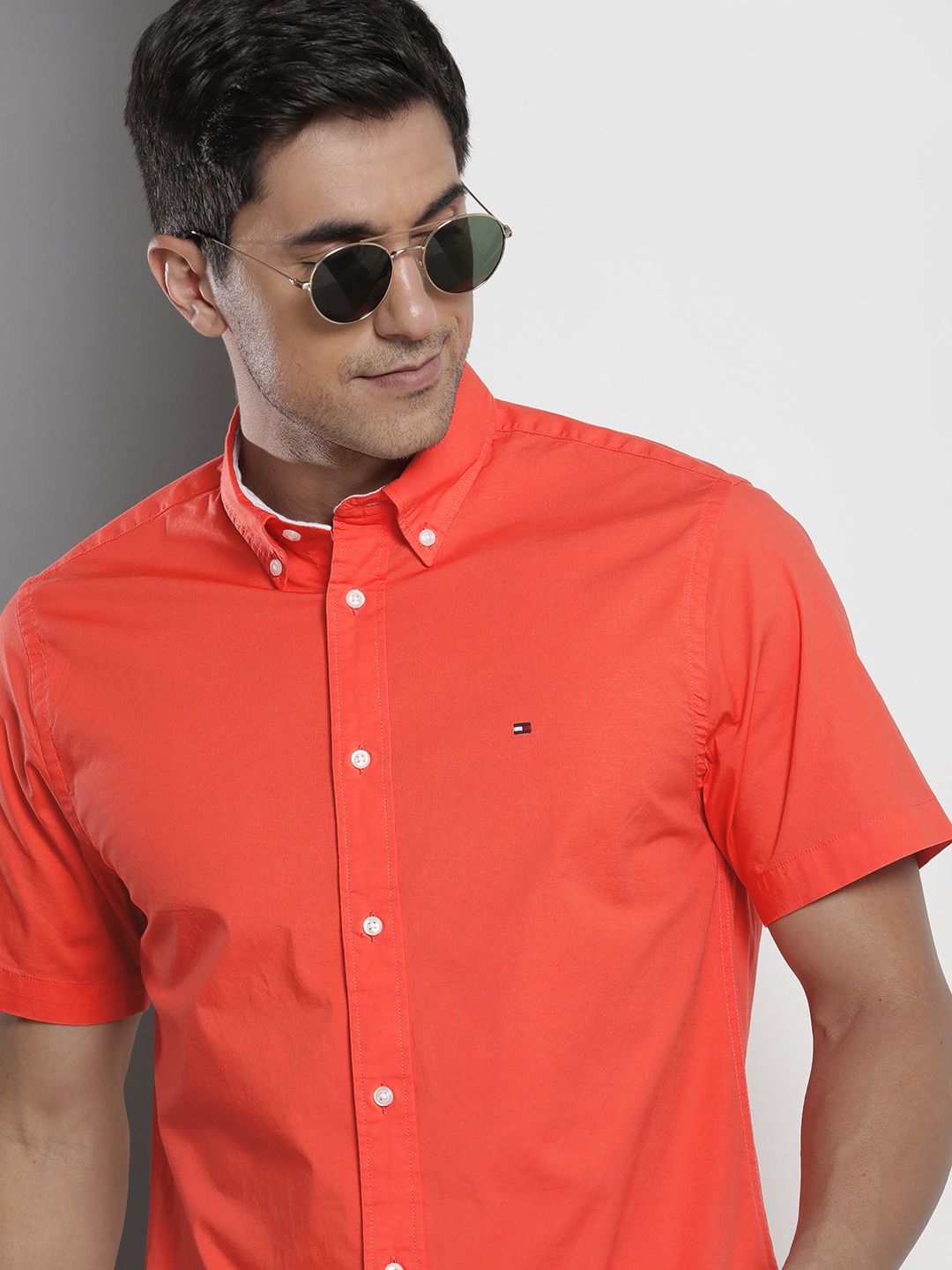 

Tommy Hilfiger Solid Button-Down Collar Casual Shirt, Orange