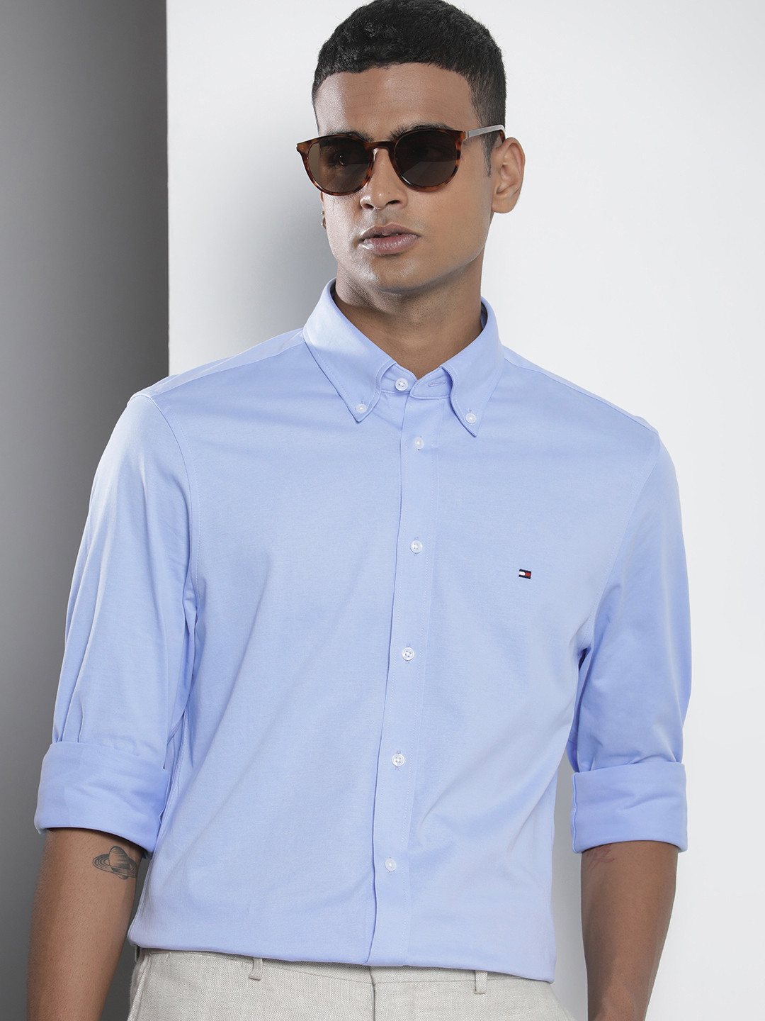 

Tommy Hilfiger Slim Fit Pure Cotton Casual Shirt, Blue