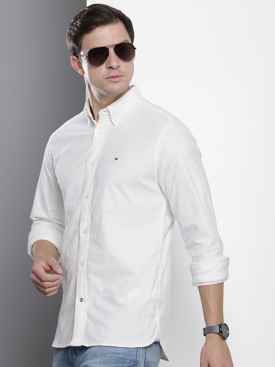

Tommy Hilfiger Corduroy Opaque Casual Shirt, White
