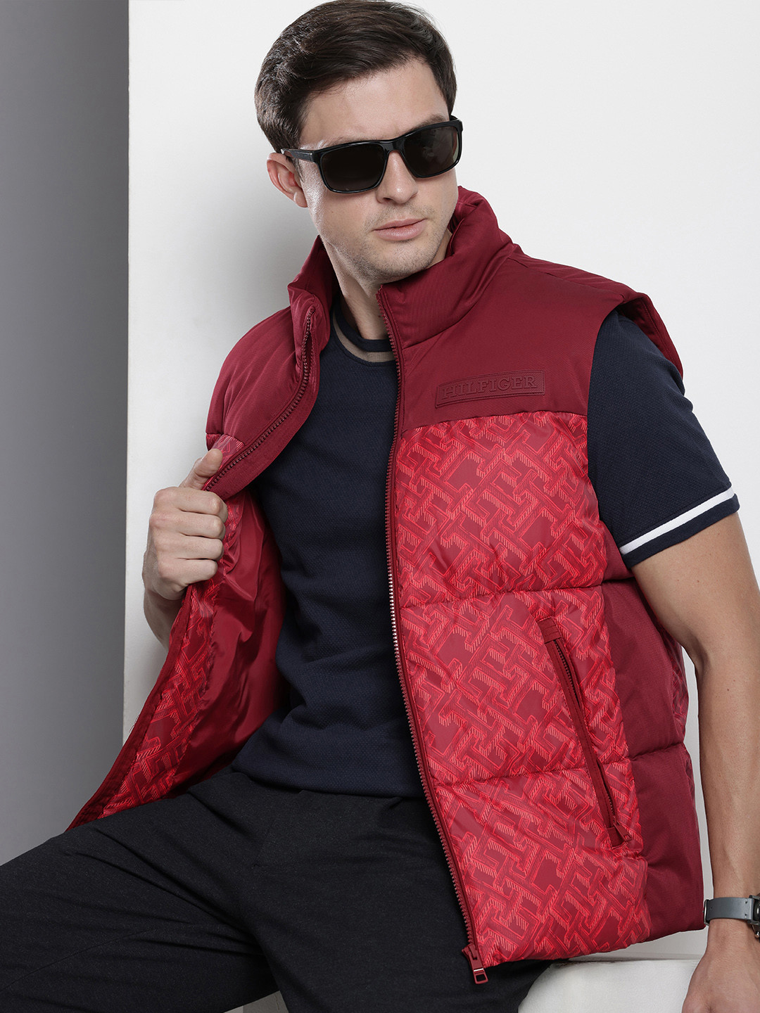 

Tommy Hilfiger Geometric Printed Padded Jacket, Red