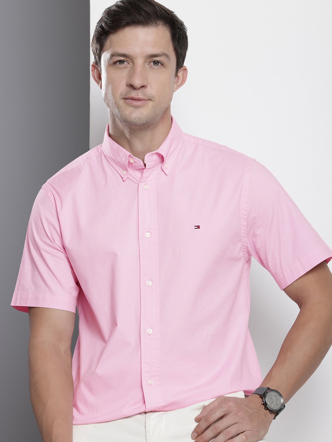 

Tommy Hilfiger Thflex Button-Down Collar Casual Shirt, Pink