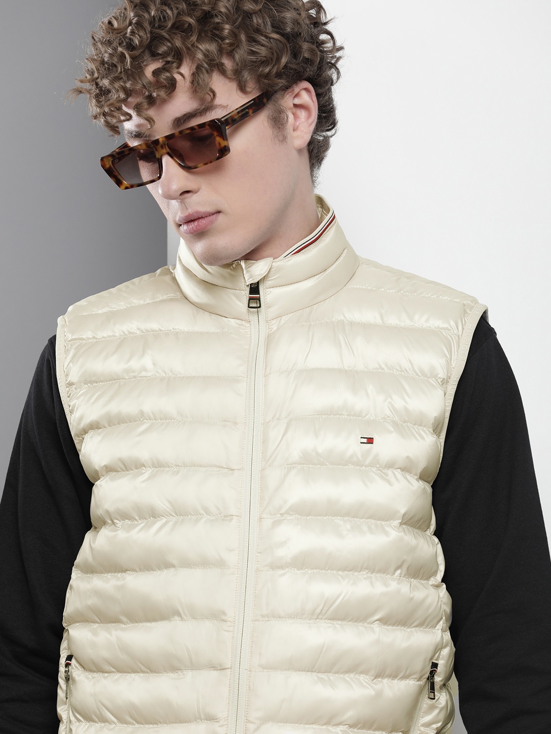 

Tommy Hilfiger Solid Sleeveless Puffer Jacket, Cream