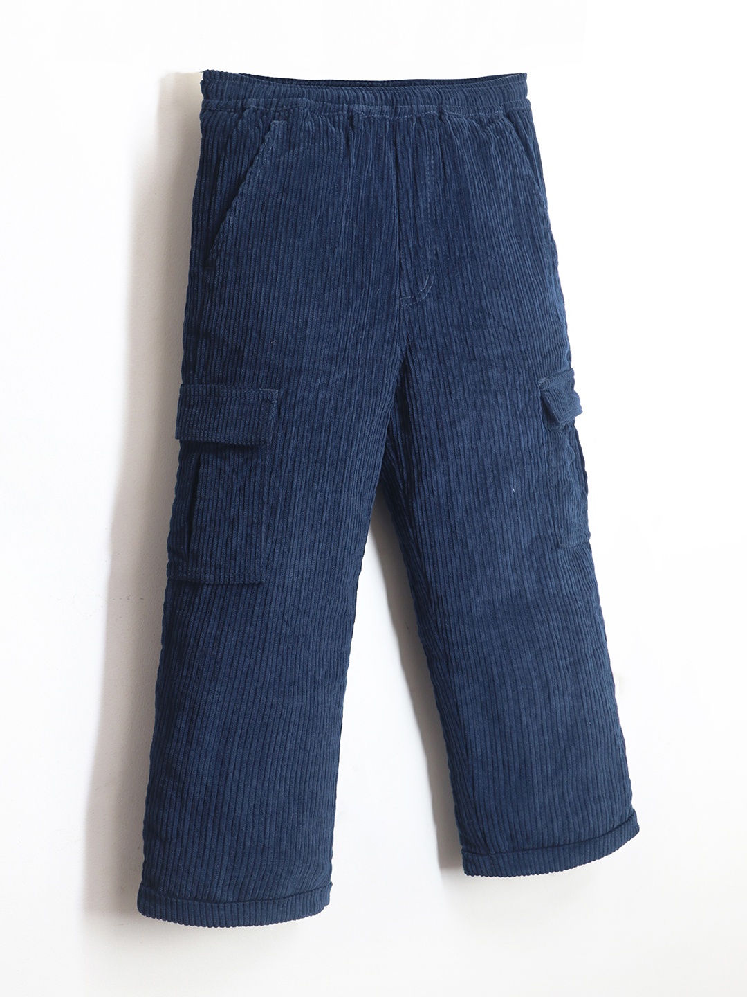 

Cherry Crumble Boys Self Design Mid-Rise Cotton Cargos, Blue