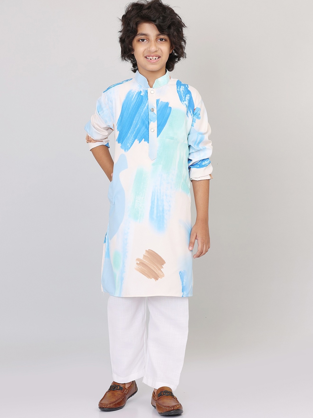 

SmartRAHO Boys Abstract Printed Kurta with Pyjamas, Blue