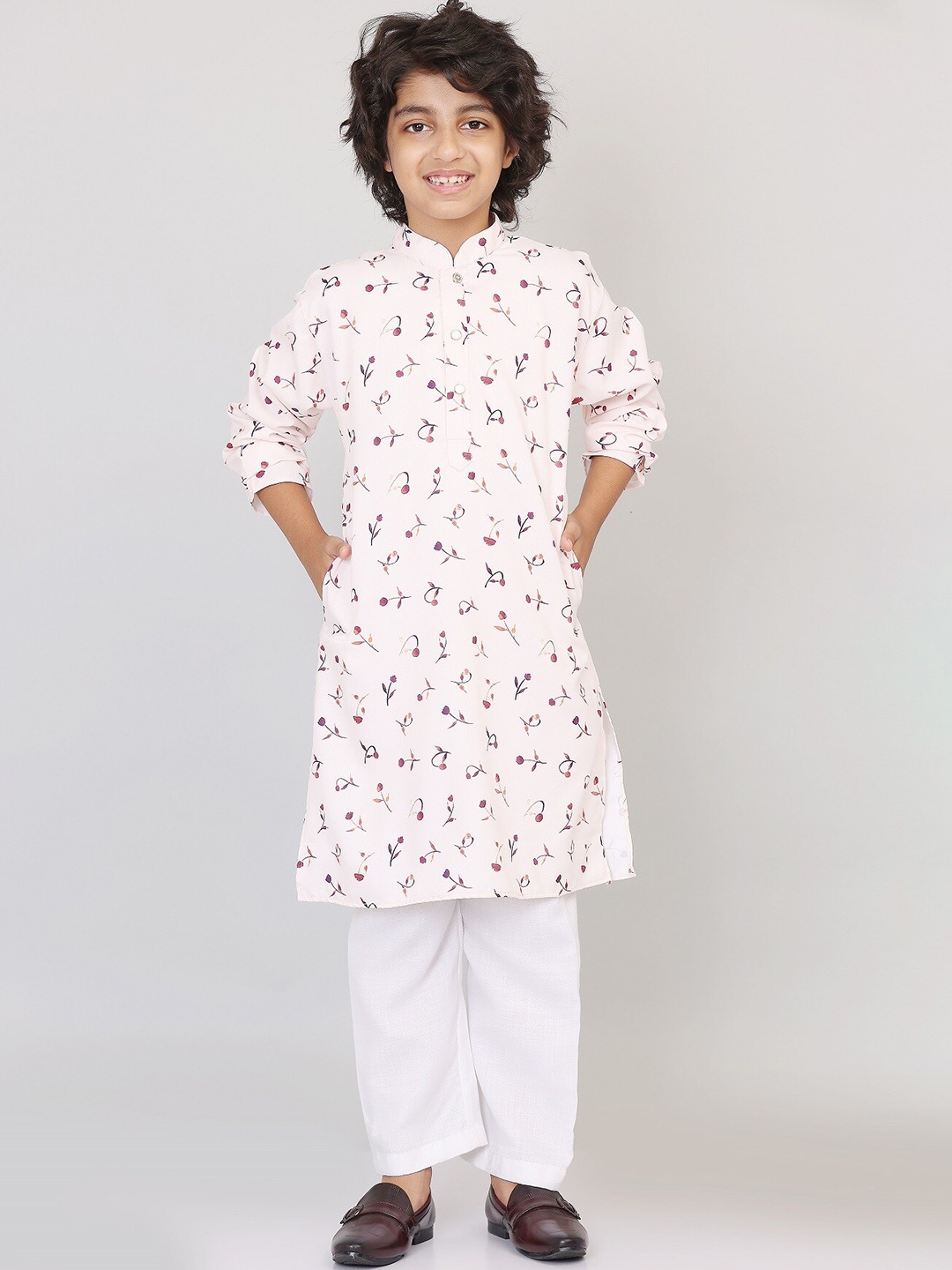 

SmartRAHO Boys Floral Printed Kurta with Pyjamas, Pink
