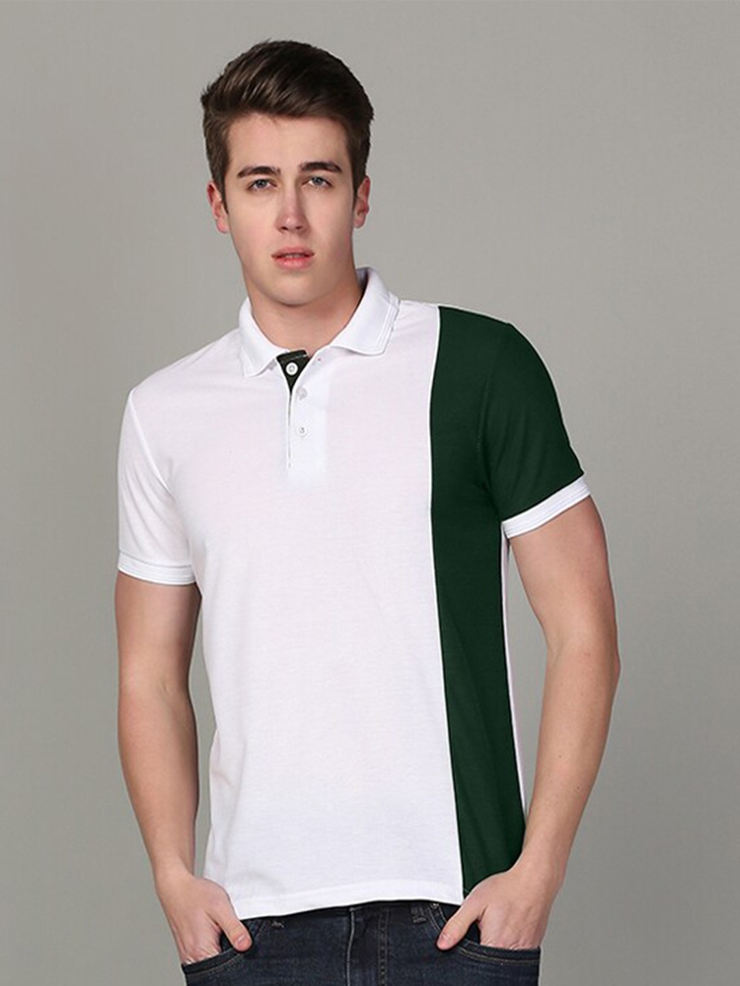 

INKKR Colourblocked Polo Collar T-Shirt, White