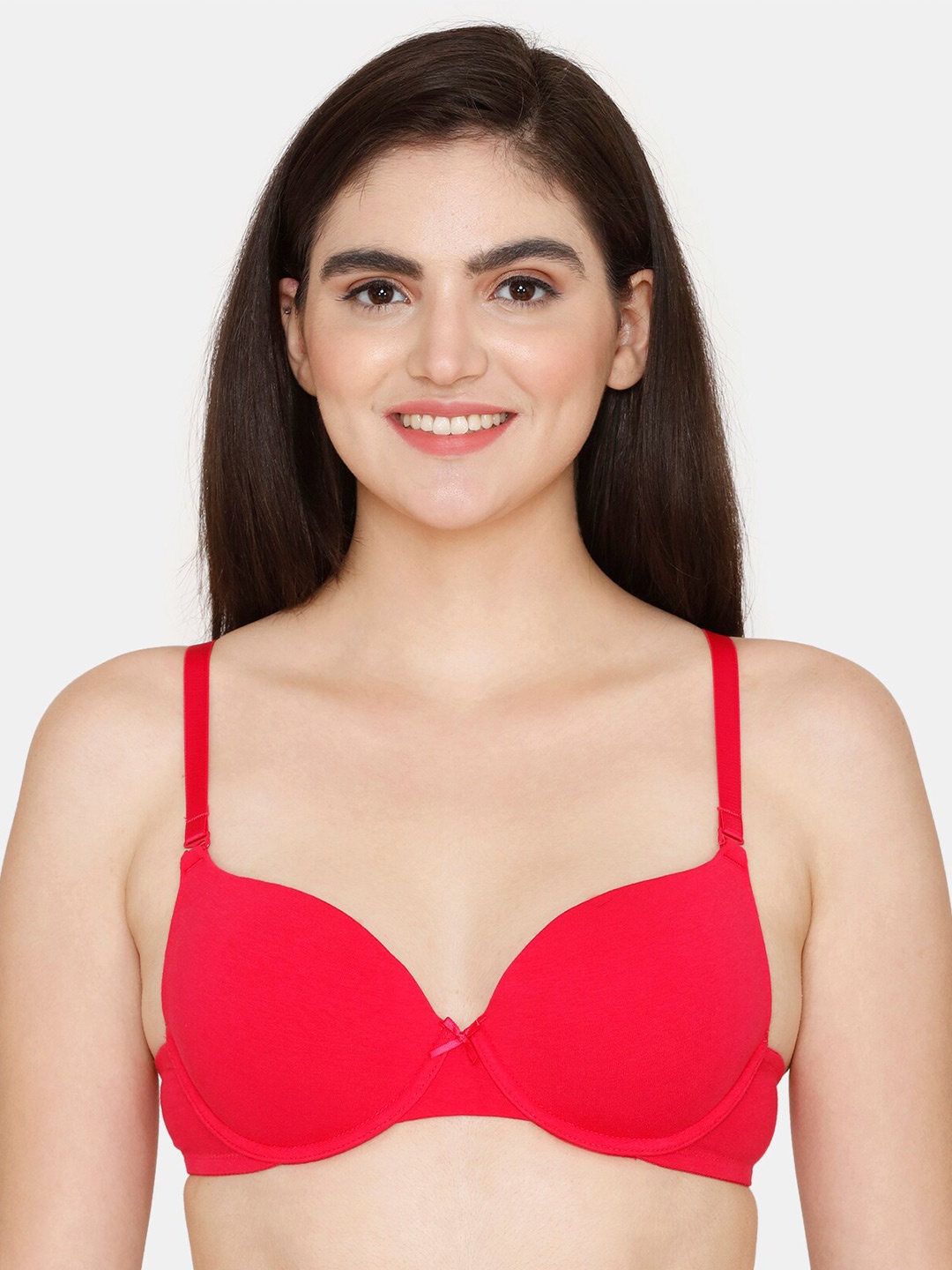

Zivame Medium Coverage Underwired Lightly Padded Plunge Bra, Pink