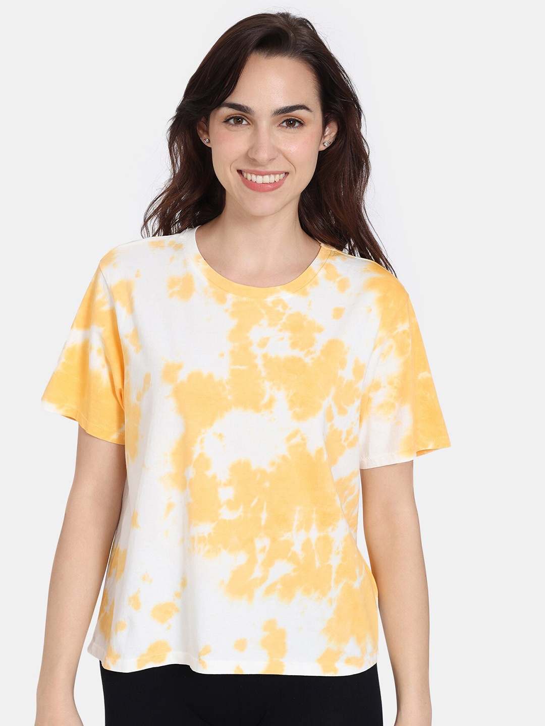 

Zivame Tie and Dye Cotton T-shirt, Yellow
