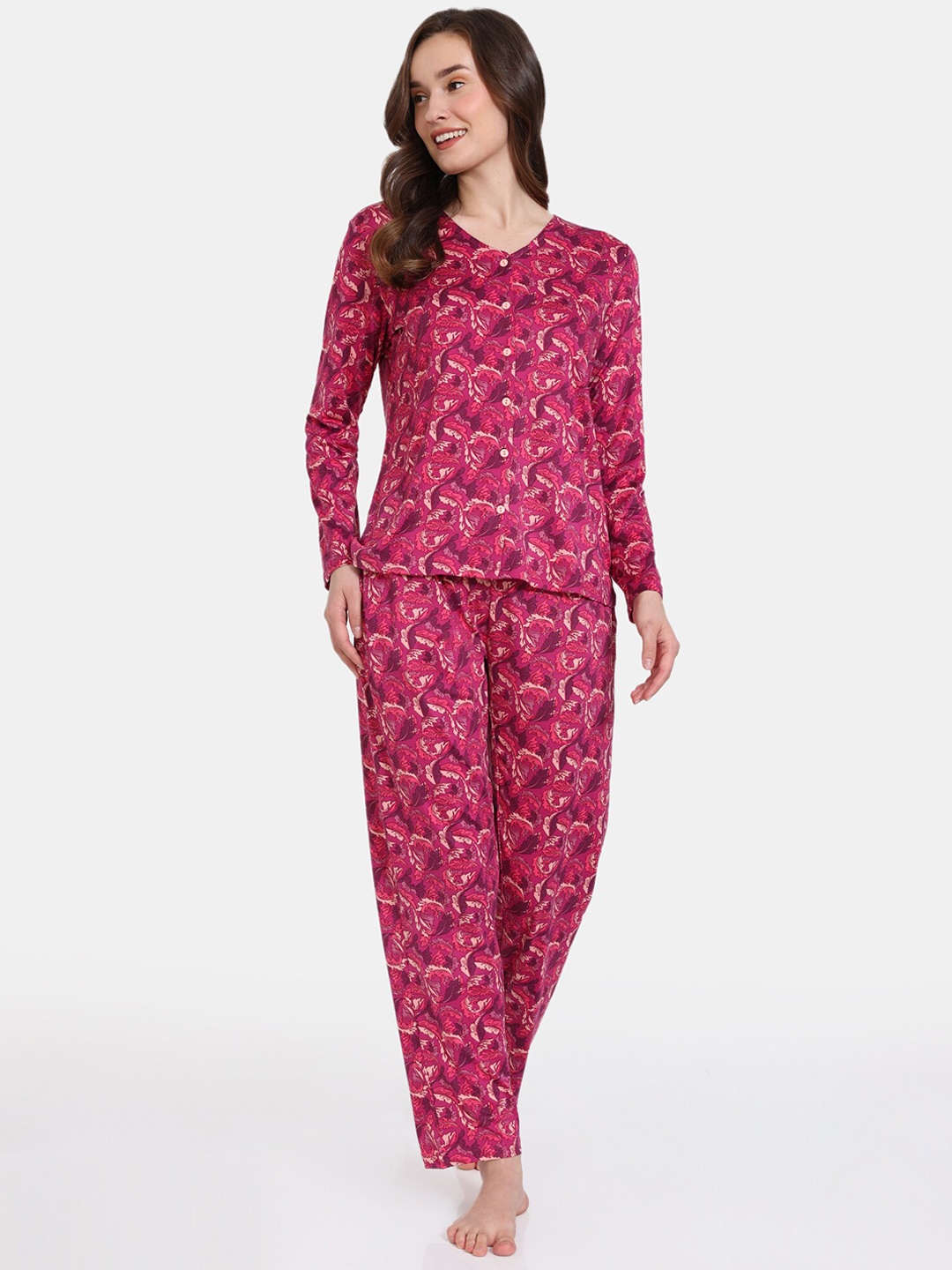 

Zivame Floral Printed Nights Suit, Pink