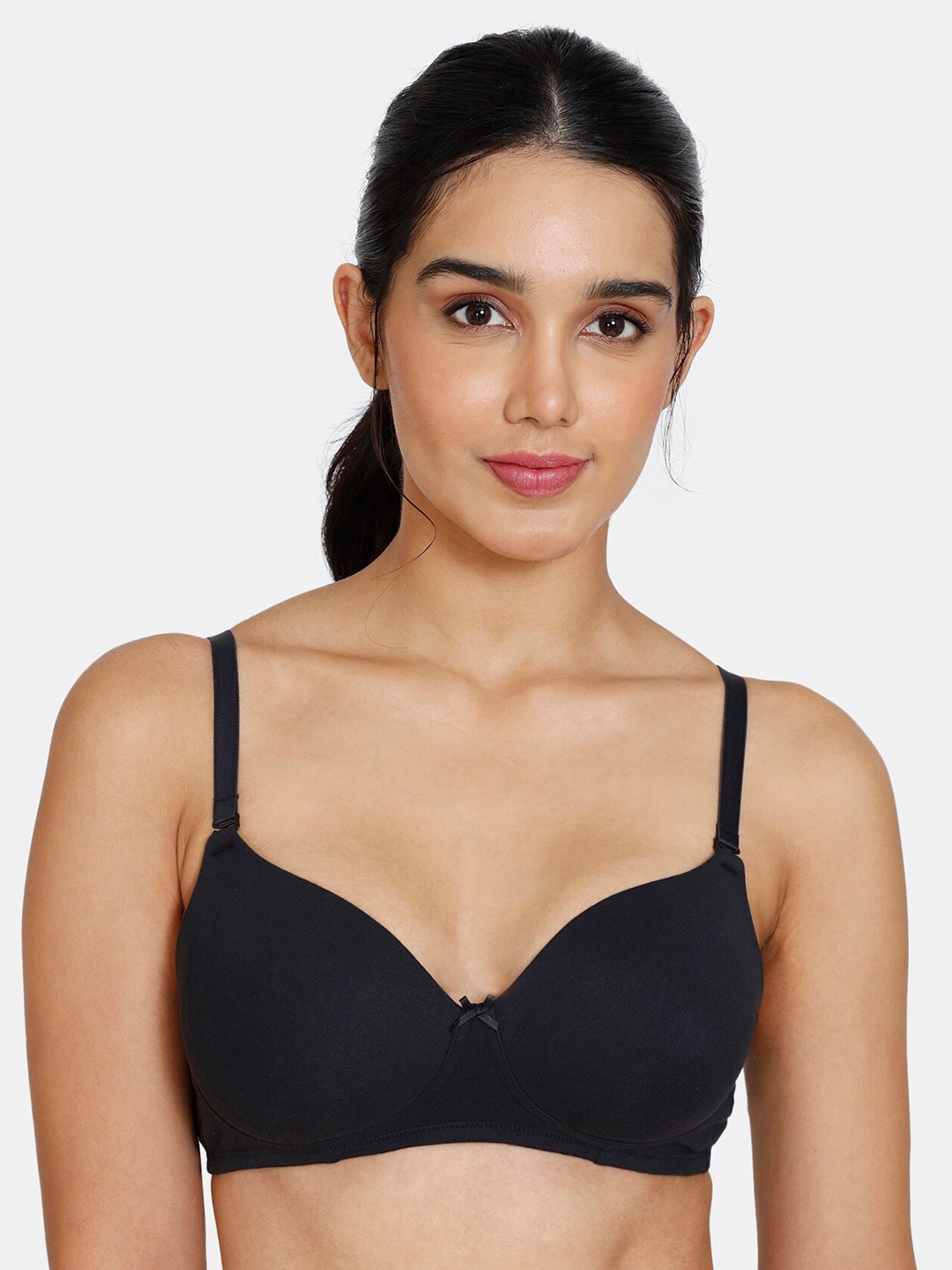 

Zivame Half Coverage Lightly Padded All Day Comfort T-shirt Bra ZI1951FASHEBLAK, Black