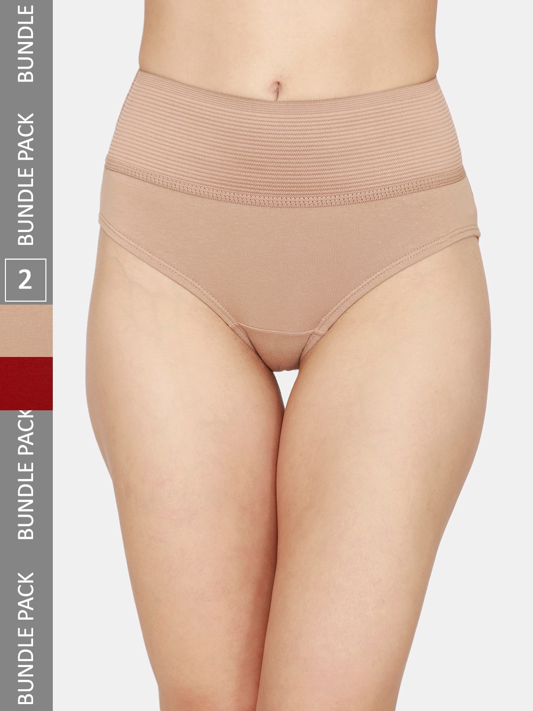 

Zivame Women Pack Of 2 High-Rise Hipster Briefs ZI2635COREZWRED, Red