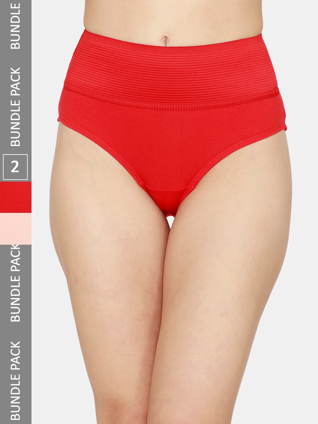 

Zivame Women Pack Of 2 High-Rise Hipster Briefs ZI2635COREZSRED, Red
