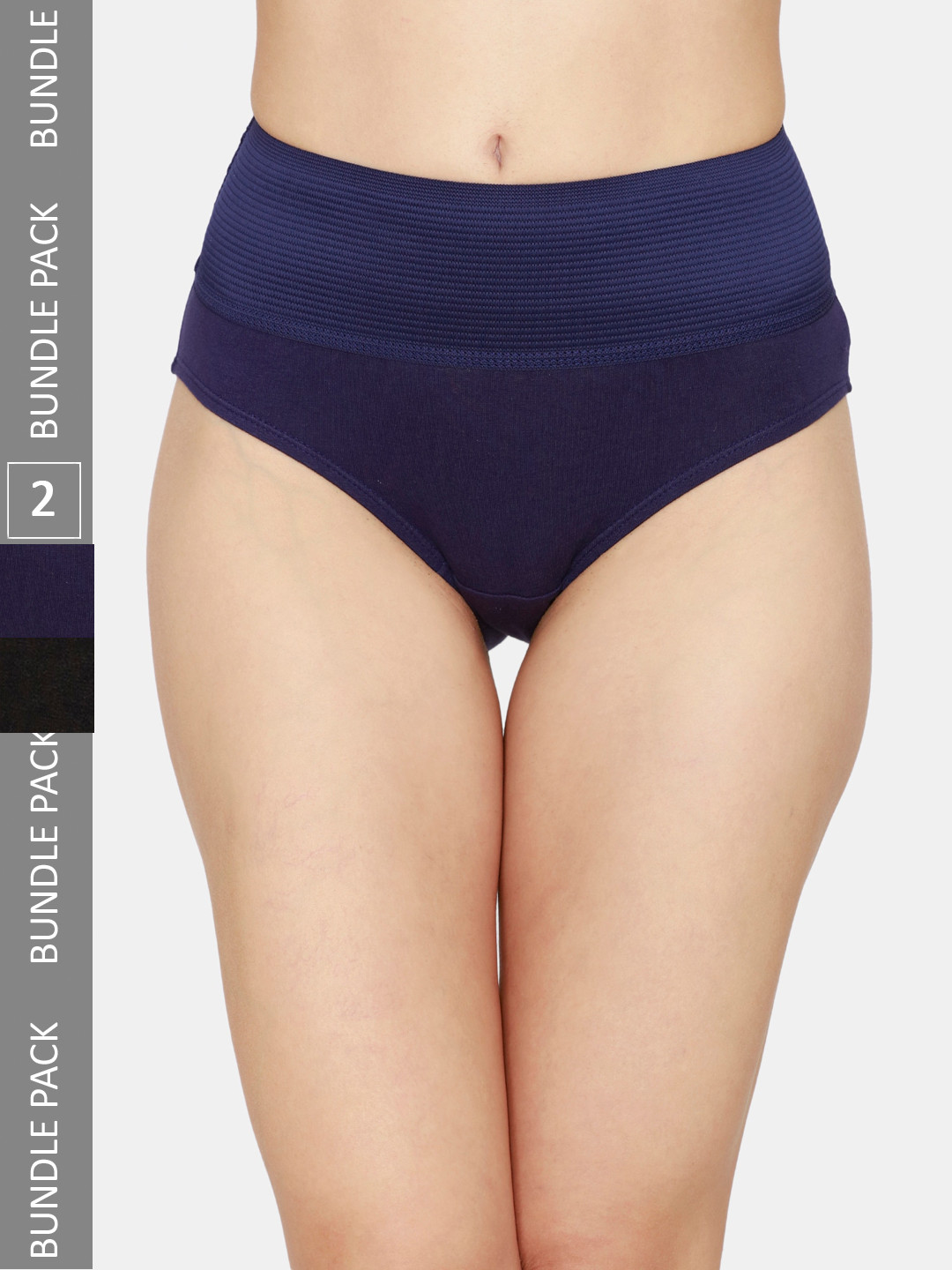 

Zivame Pack Of 2 High-Rise Hipster Briefs ZI2635COREBLACK, Blue