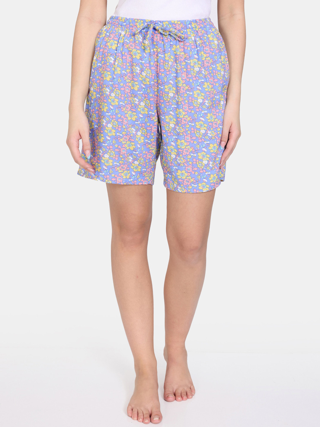 

Zivame Women Floral Printed Shorts, Blue