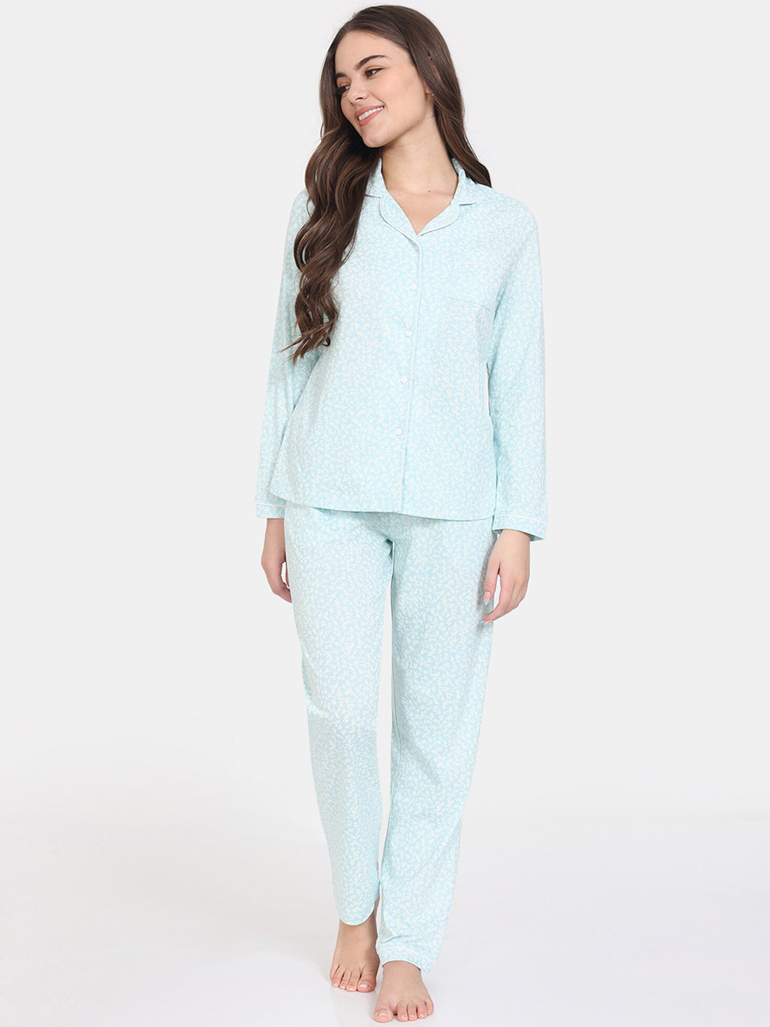 

Zivame Floral Printed Night suit, Blue