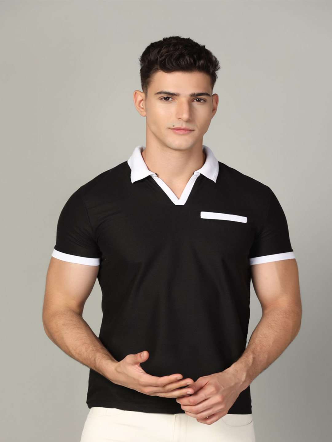 

INKKR Polo Collar T-shirt, Black