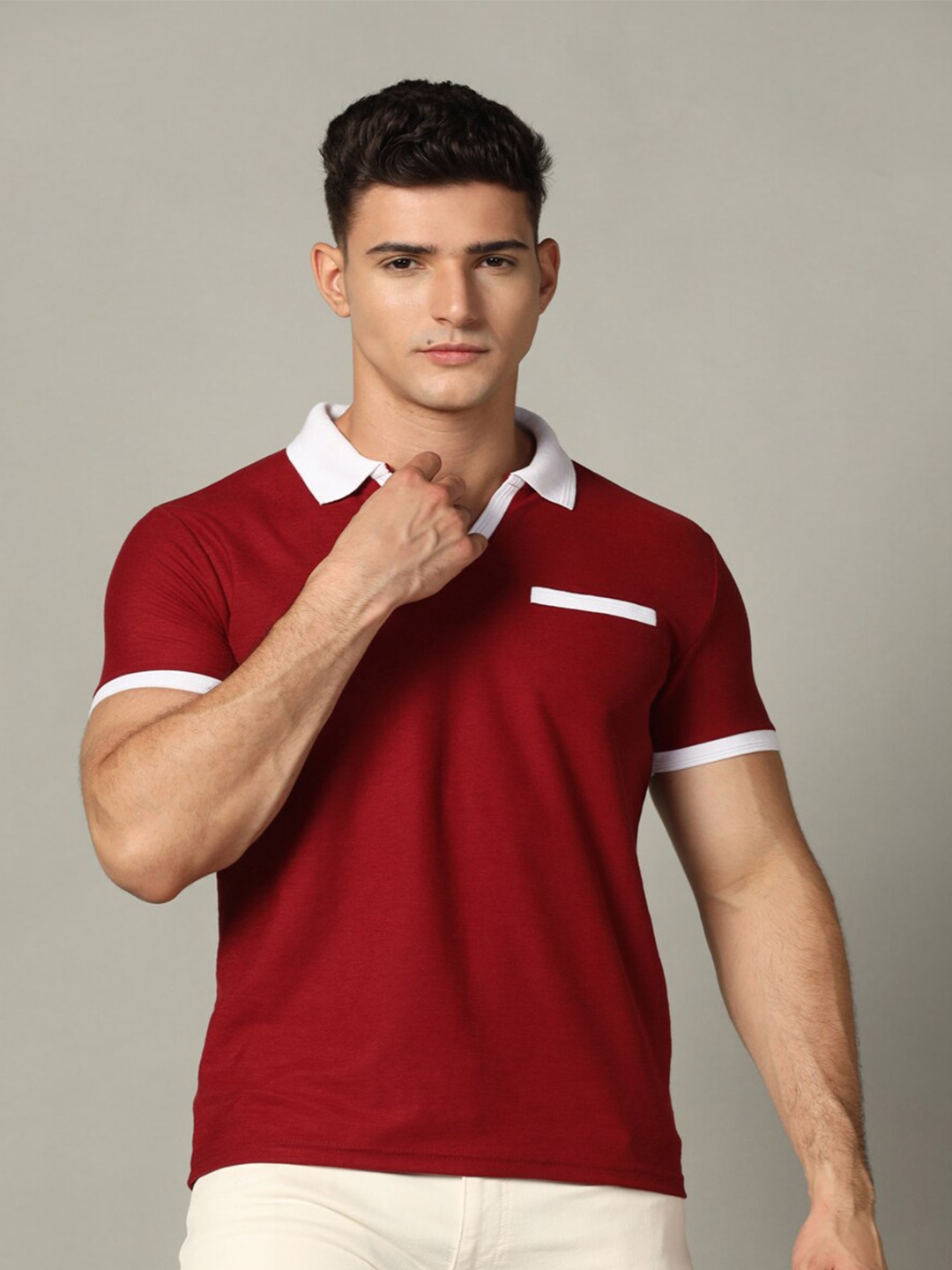 

INKKR Polo Collar T-shirt, Maroon