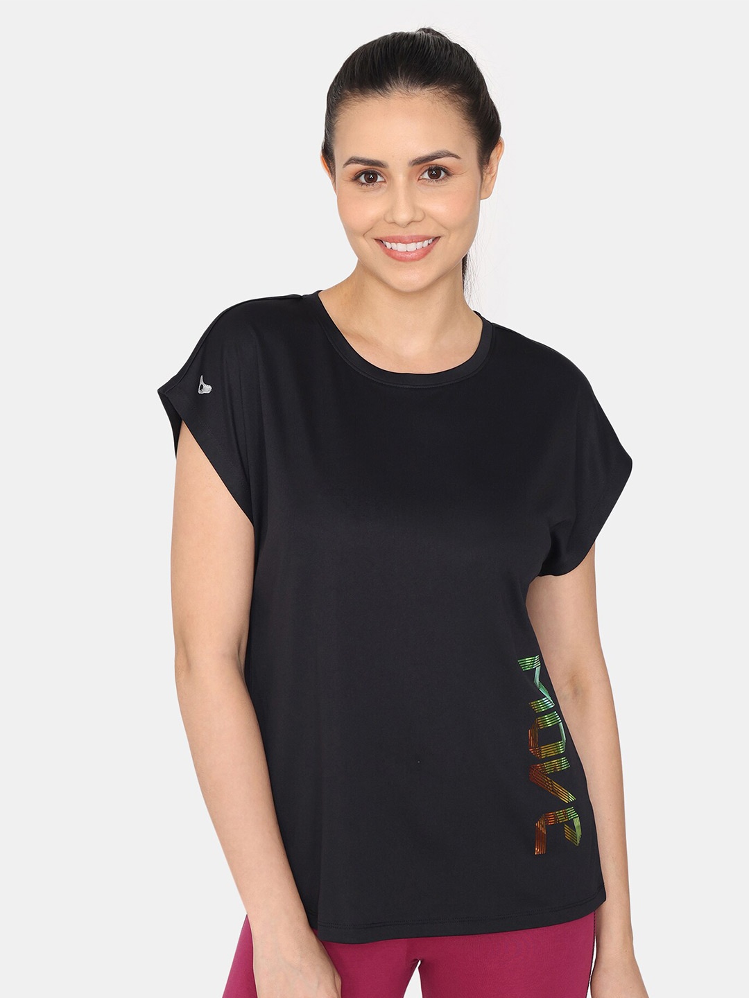 

Zelocity by Zivame Printed Extended Sleeves Top, Black