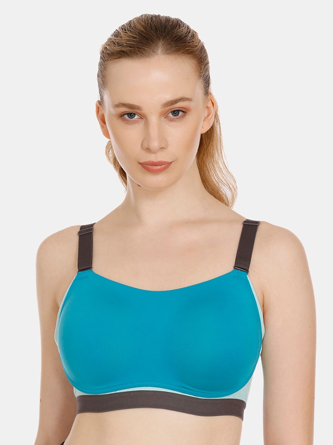 

Zelocity by Zivame Full Coverage Non Wired Non Padded Workout Bra- All Day Comfort, Teal