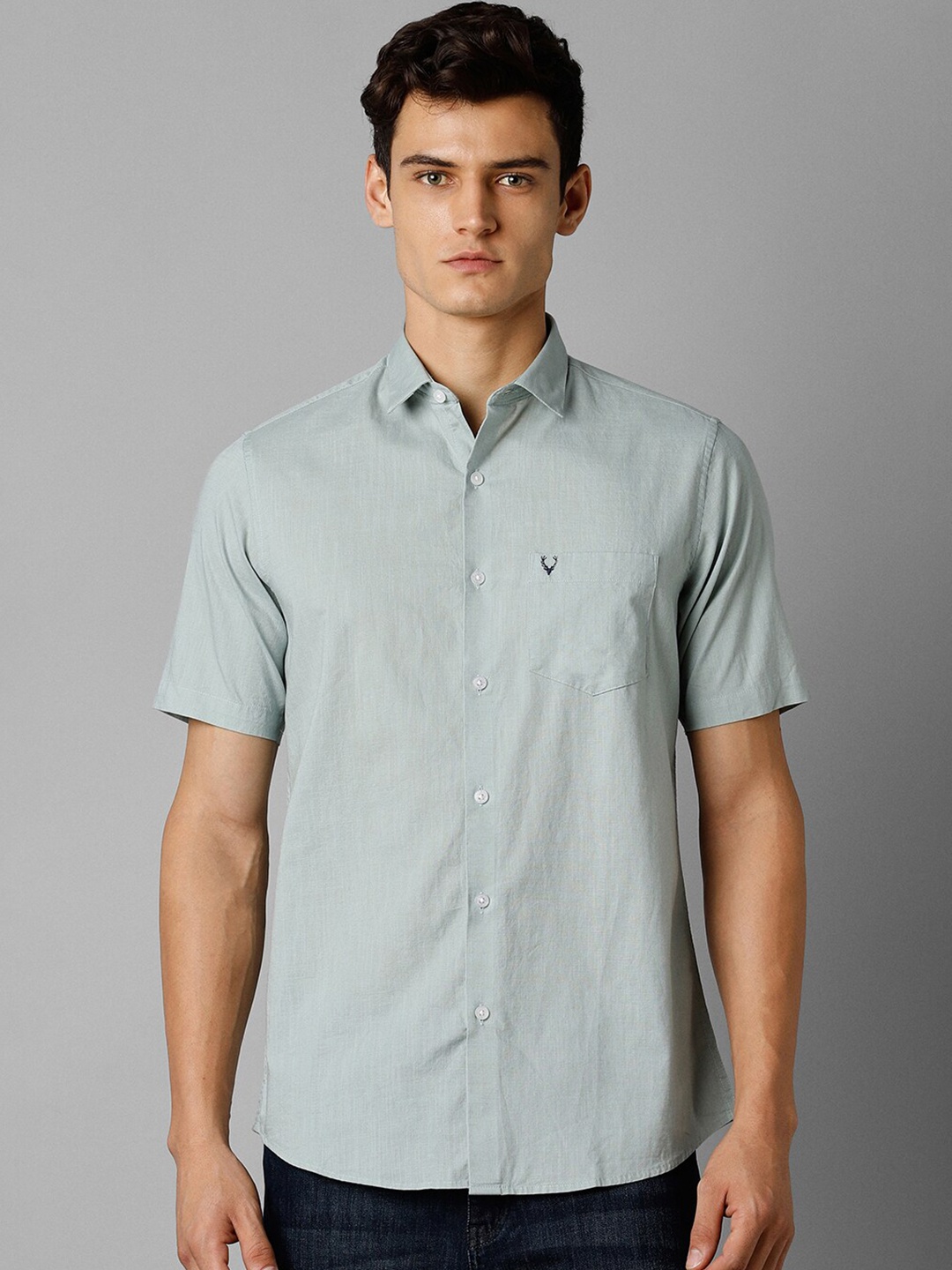 

Allen Solly Slim Fit Opaque Pure Cotton Casual Shirt, Blue