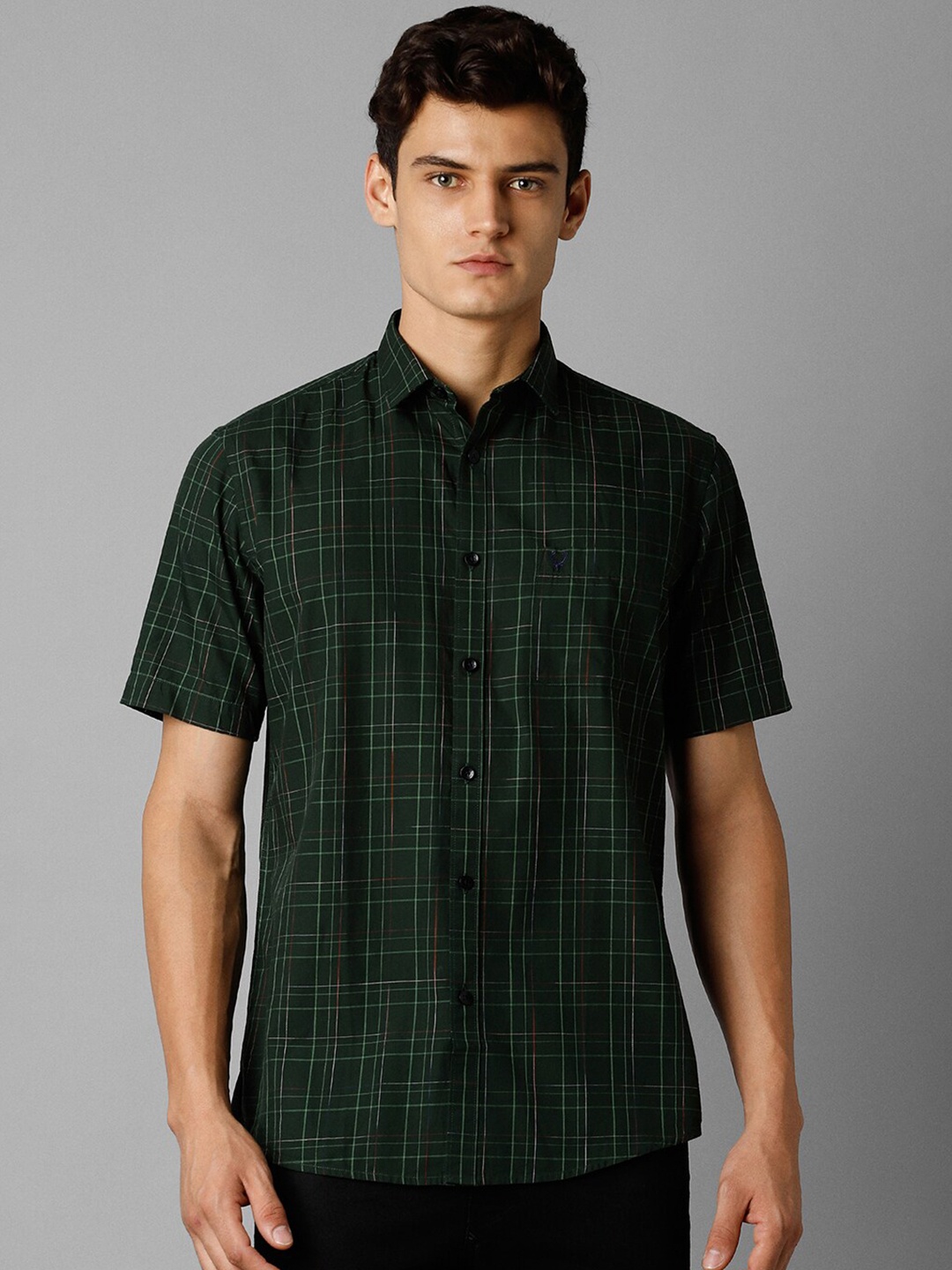 

Allen Solly Slim Fit Checked Cotton Casual Shirt, Green