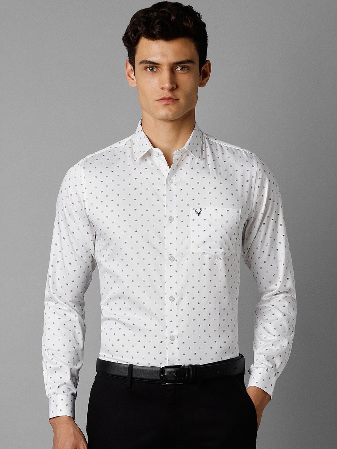 

Allen Solly Micro Ditsy Printed Pure Cotton Slim Fit Formal Shirt, White