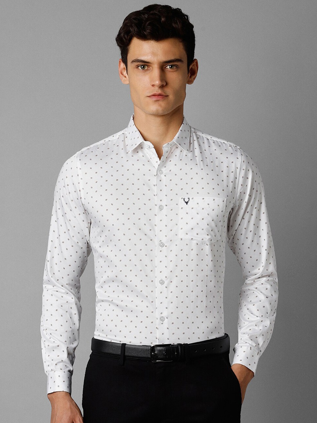 

Allen Solly Micro Ditsy Printed Slim Fit Pure Cotton Formal Shirt, White
