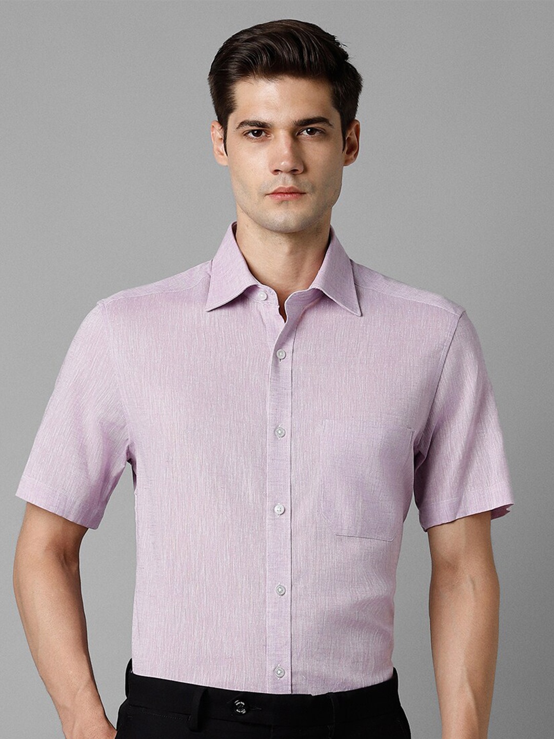 

Louis Philippe Slim Fit Cotton Linen Formal Shirt, Purple