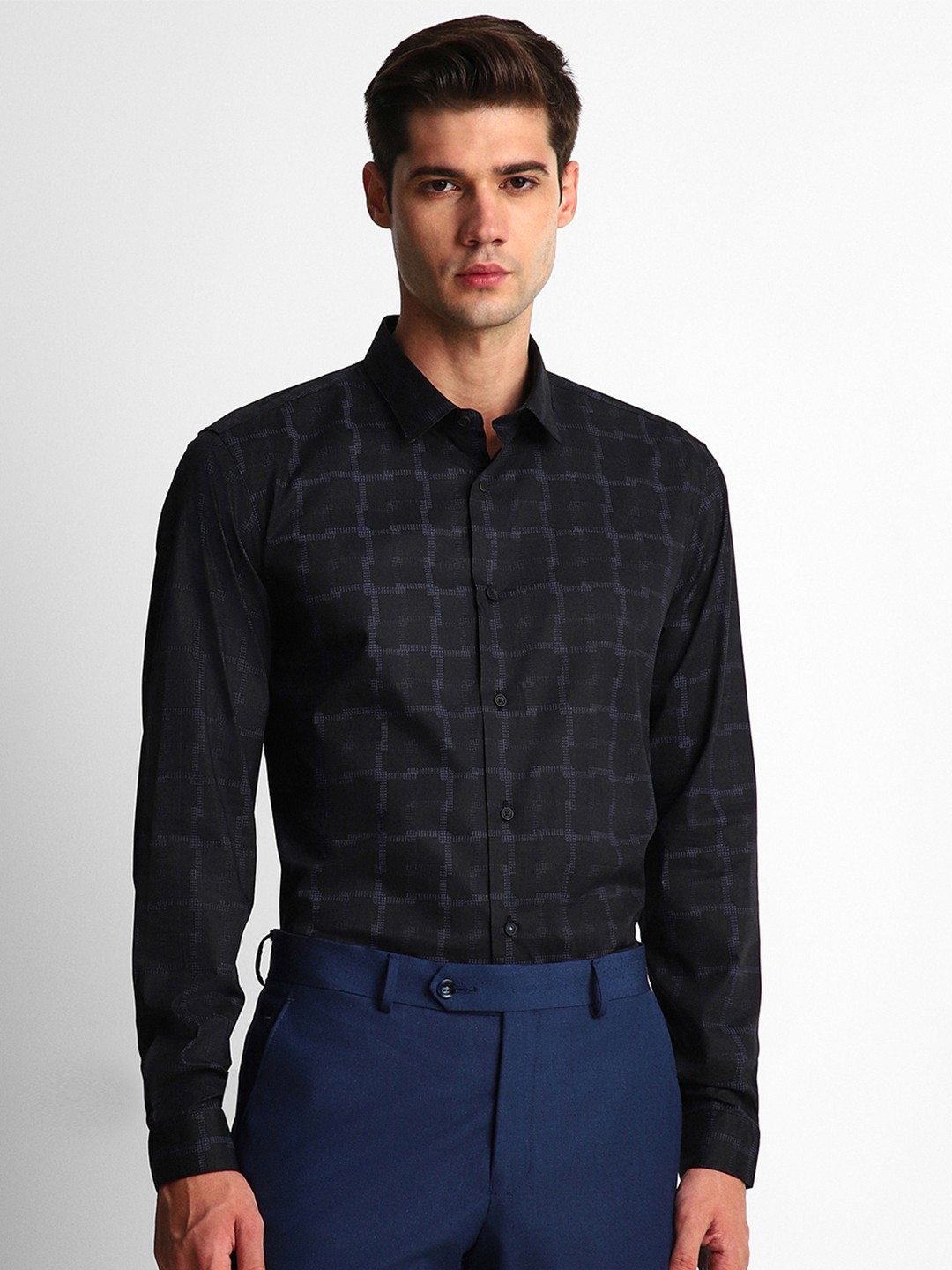 

Louis Philippe Sport Slim Fit Checked Cotton Formal Shirt, Black