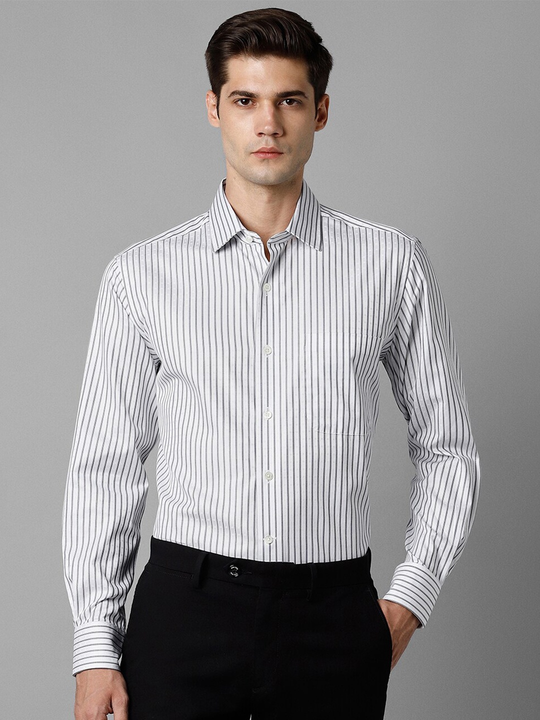

Luxure by Louis Philippe Slim Fit Striped Cotton Formal Shirt, White